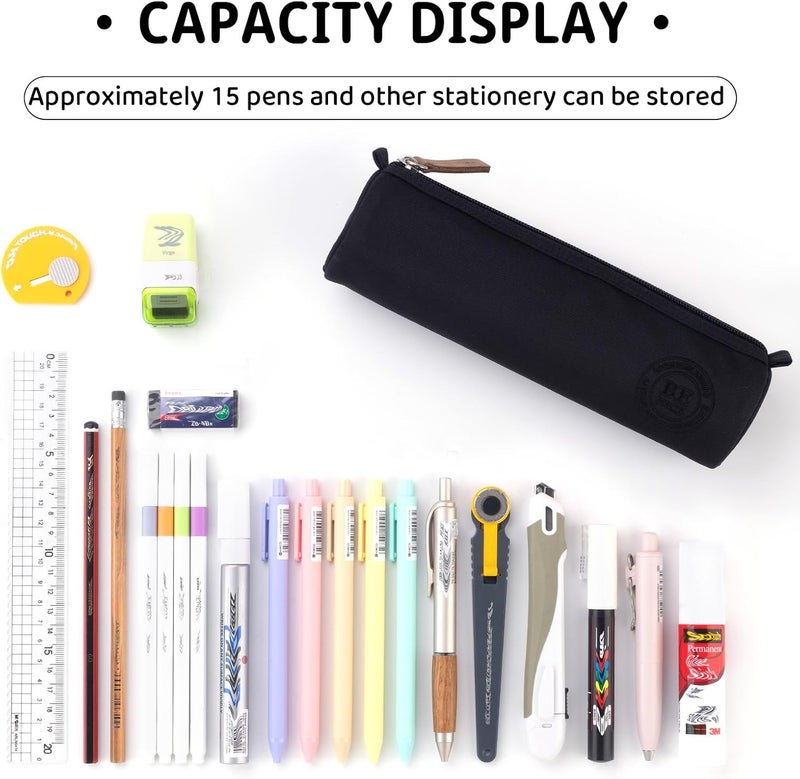 EASTHILL Small Pencil Case Pencil Pouch Stationery Pen Bag Office Supplies for Girls Women-Black - Image 3